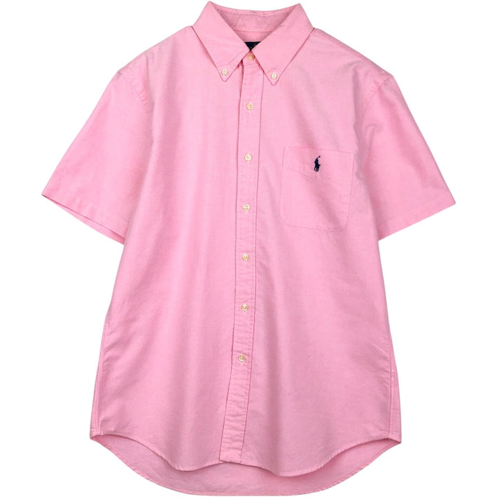 Ralph Lauren Slim Fit Short-Sleeve Button-Down Shirt, Men's Size L (approx.) cotton pink type Vintage Second Hand
