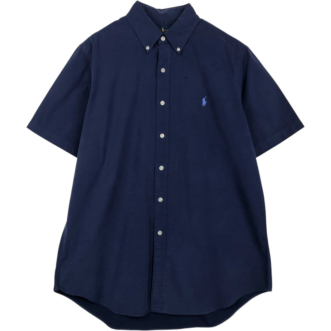 Ralph Lauren RALPH LAUREN short-sleeved button-down shirt, men's size L cotton navy blue type Vintage Second Hand