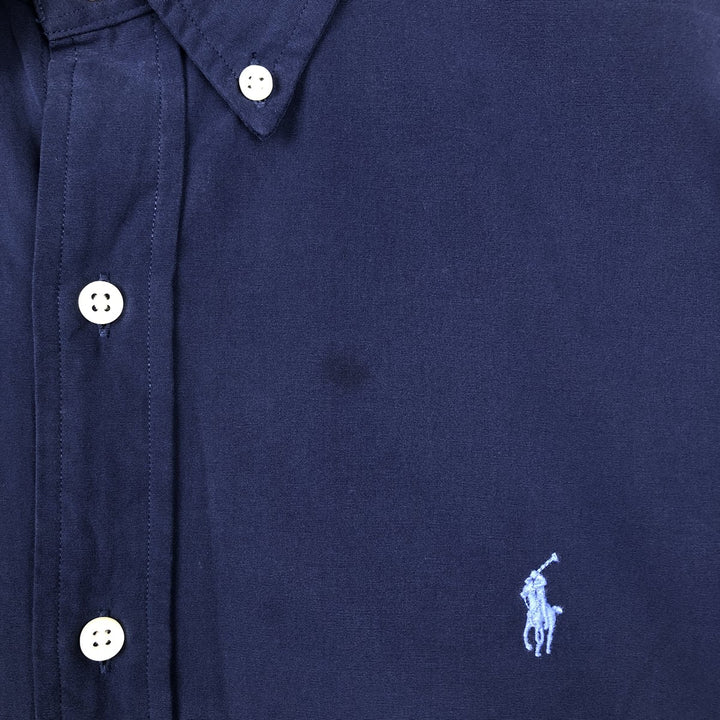Ralph Lauren RALPH LAUREN short-sleeved button-down shirt, men's size L cotton navy blue type Vintage Second Hand