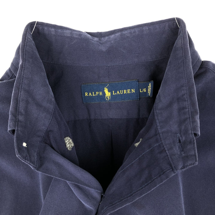 Ralph Lauren RALPH LAUREN short-sleeved button-down shirt, men's size L cotton navy blue type Vintage Second Hand