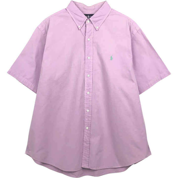 Ralph Lauren Classic Fit Short Sleeve Button Down Shirt Men's XXL combed cotton purple type Vintage Second Hand