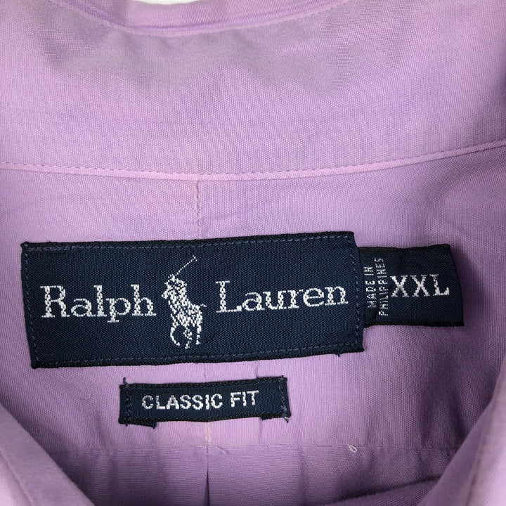 Ralph Lauren Classic Fit Short Sleeve Button Down Shirt Men's XXL combed cotton purple type Vintage Second Hand