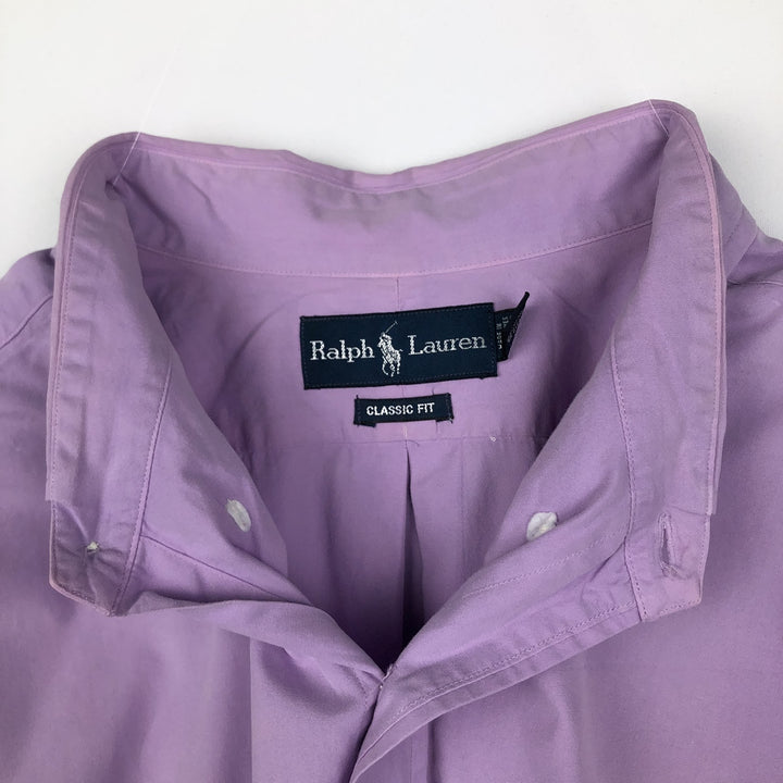 Ralph Lauren Classic Fit Short Sleeve Button Down Shirt Men's XXL combed cotton purple type Vintage Second Hand