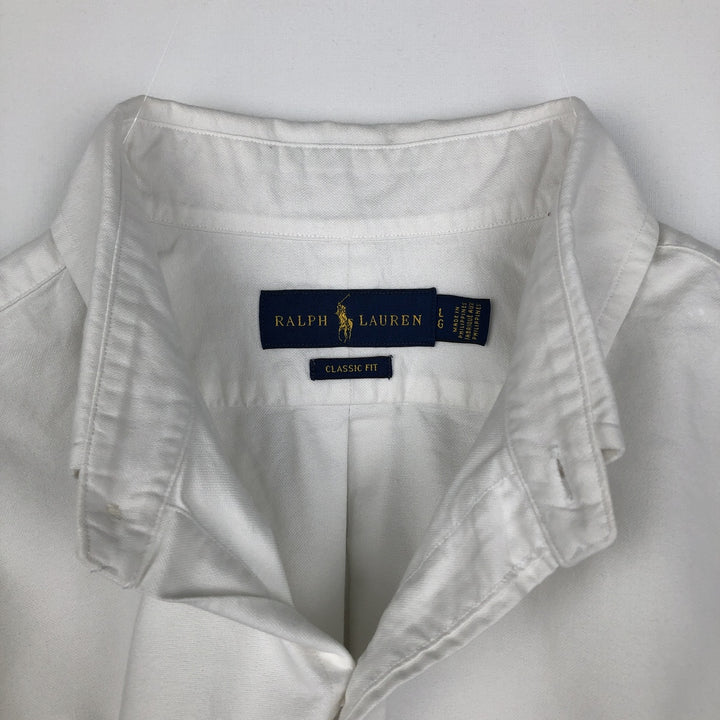 Ralph Lauren Classic Fit Short-Sleeve Button-Down Shirt, Men's Size L (approx.) cotton white type Vintage Second Hand