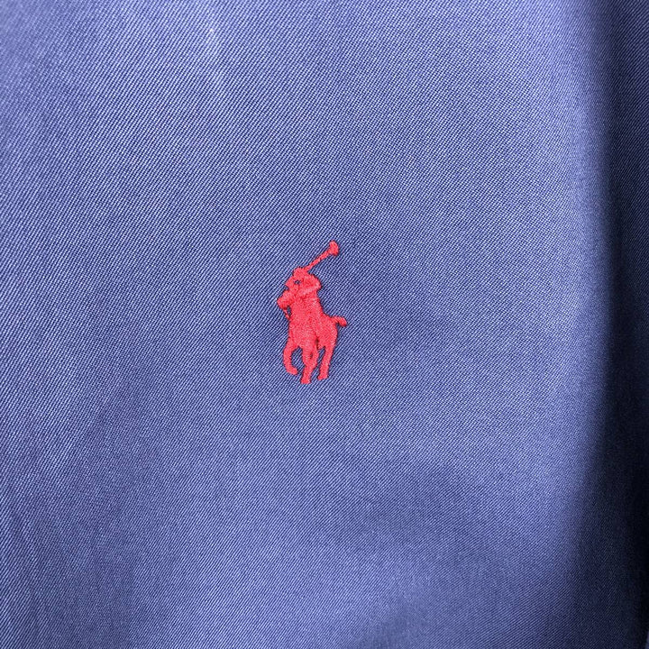 Ralph Lauren Featherweight Twill Short-Sleeve Button-Down Shirt, Men's Size XL (approx.) cotton navy blue type Vintage Second Hand