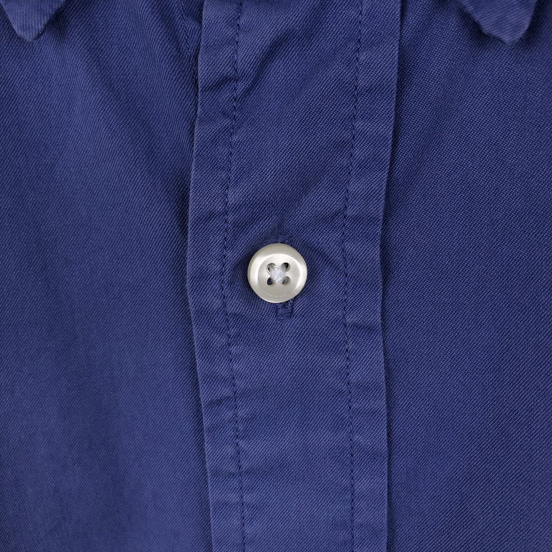 Ralph Lauren Featherweight Twill Short-Sleeve Button-Down Shirt, Men's Size XL (approx.) cotton navy blue type Vintage Second Hand