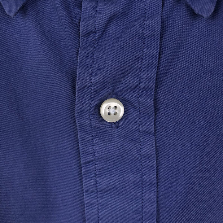 Ralph Lauren Featherweight Twill Short-Sleeve Button-Down Shirt, Men's Size XL (approx.) cotton navy blue type Vintage Second Hand