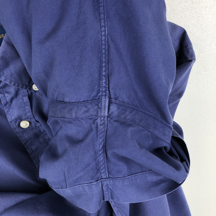 Ralph Lauren Featherweight Twill Short-Sleeve Button-Down Shirt, Men's Size XL (approx.) cotton navy blue type Vintage Second Hand