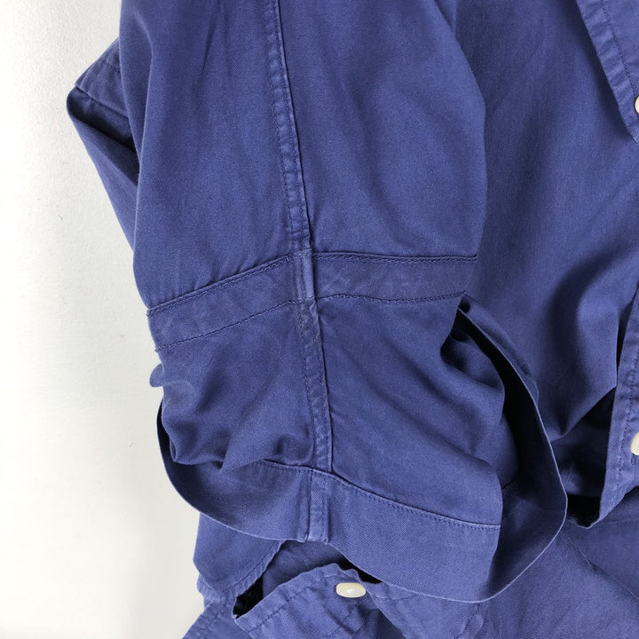 Ralph Lauren Featherweight Twill Short-Sleeve Button-Down Shirt, Men's Size XL (approx.) cotton navy blue type Vintage Second Hand