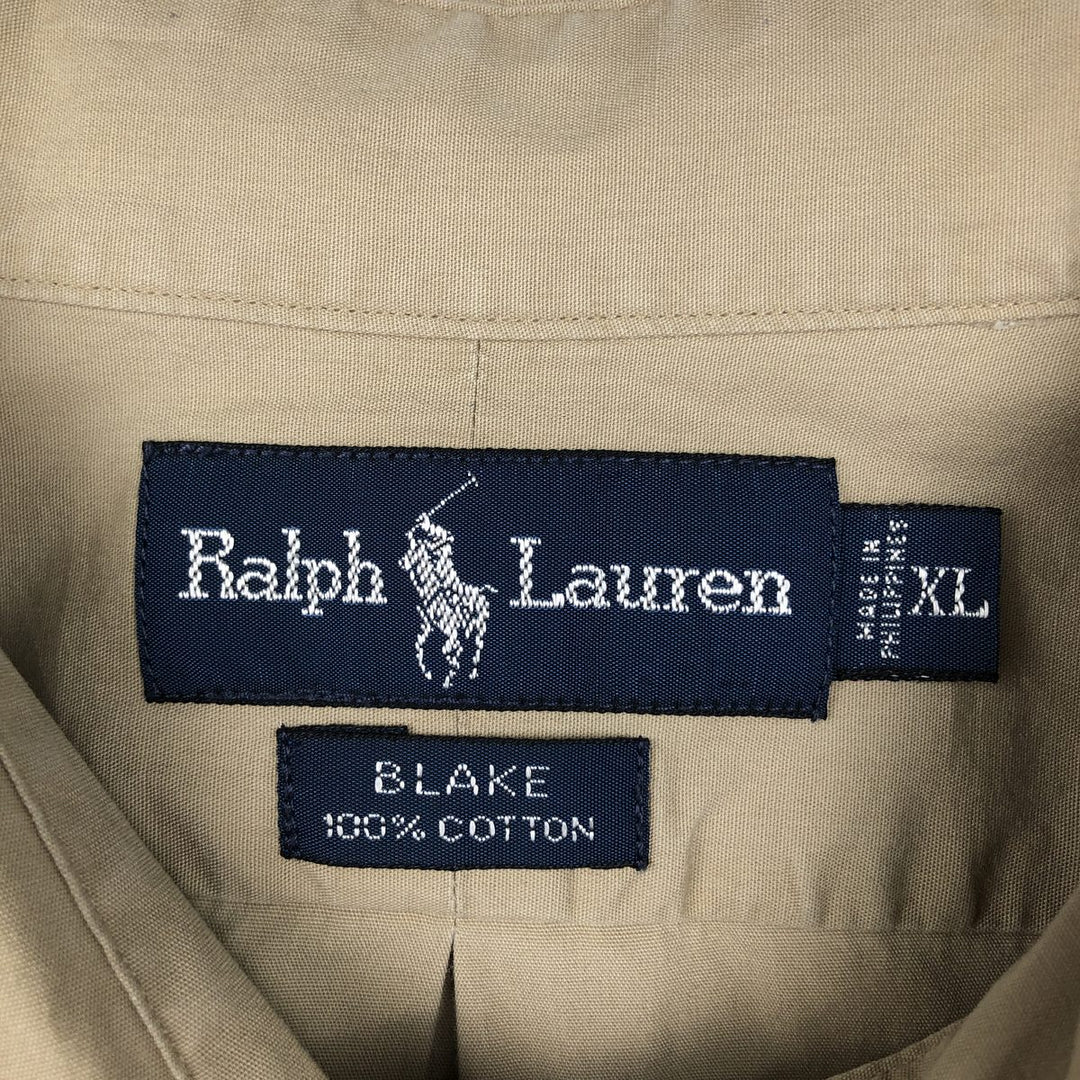 Ralph Lauren BLAKE short sleeve button down shirt, men's XL size cotton Beige type Vintage Second Hand