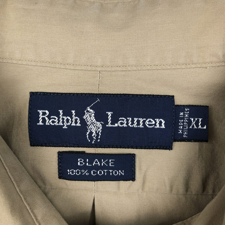 Ralph Lauren BLAKE short sleeve button down shirt, men's XL size cotton Beige type Vintage Second Hand