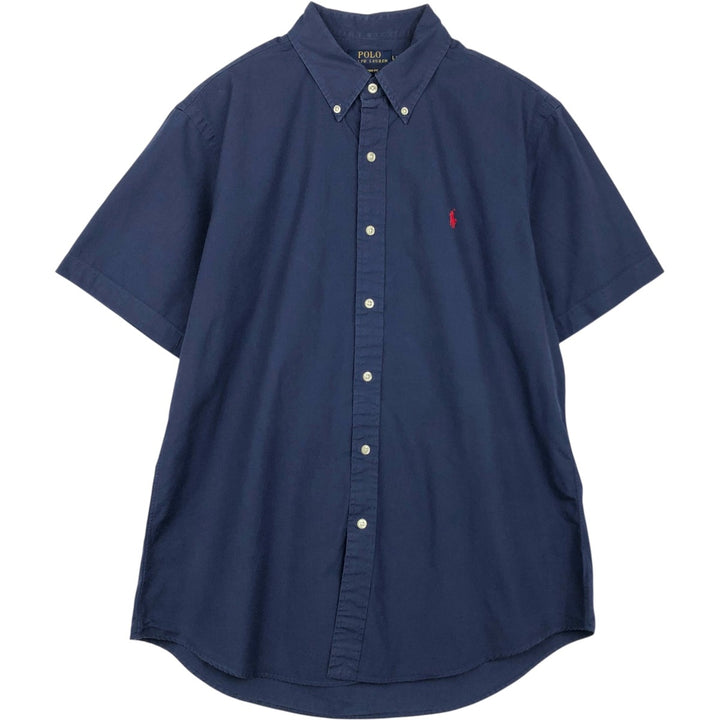 Ralph Lauren POLO RALPH LAUREN CUSTOM FIT Short-Sleeve Button-Down Shirt, Men's Size L (approx.) cotton navy blue type Vintage Second Hand