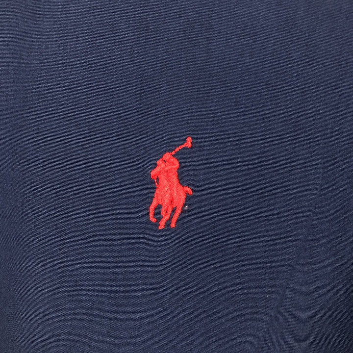 Ralph Lauren POLO RALPH LAUREN CUSTOM FIT Short-Sleeve Button-Down Shirt, Men's Size L (approx.) cotton navy blue type Vintage Second Hand