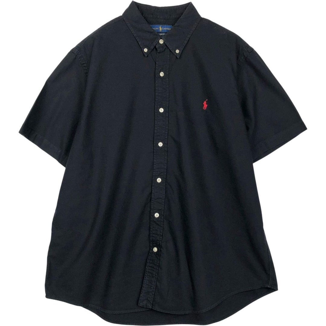 Ralph Lauren Classic Fit Short-Sleeve Button-Down Shirt, Men's Size XL (approx.) cotton black type Vintage Second Hand
