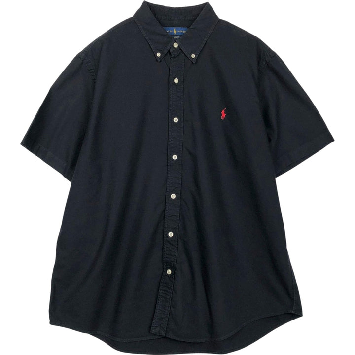 Ralph Lauren Classic Fit Short-Sleeve Button-Down Shirt, Men's Size XL (approx.) cotton black type Vintage Second Hand