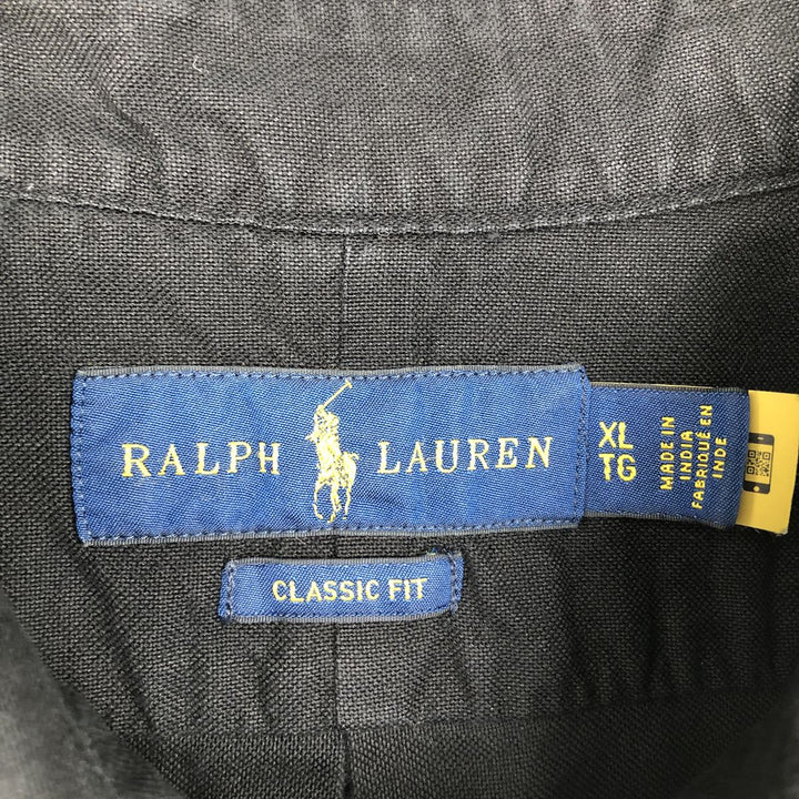 Ralph Lauren Classic Fit Short-Sleeve Button-Down Shirt, Men's Size XL (approx.) cotton black type Vintage Second Hand