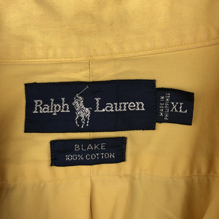 Ralph Lauren BLAKE short sleeve button down shirt, men's XL size cotton yellow type Vintage Second Hand