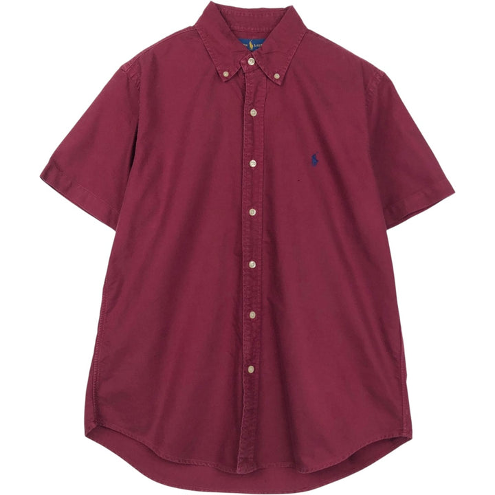Ralph Lauren Classic Fit Short-Sleeve Button-Down Shirt, Men's Size M (approx.) cotton bordeaux Vintage Second Hand