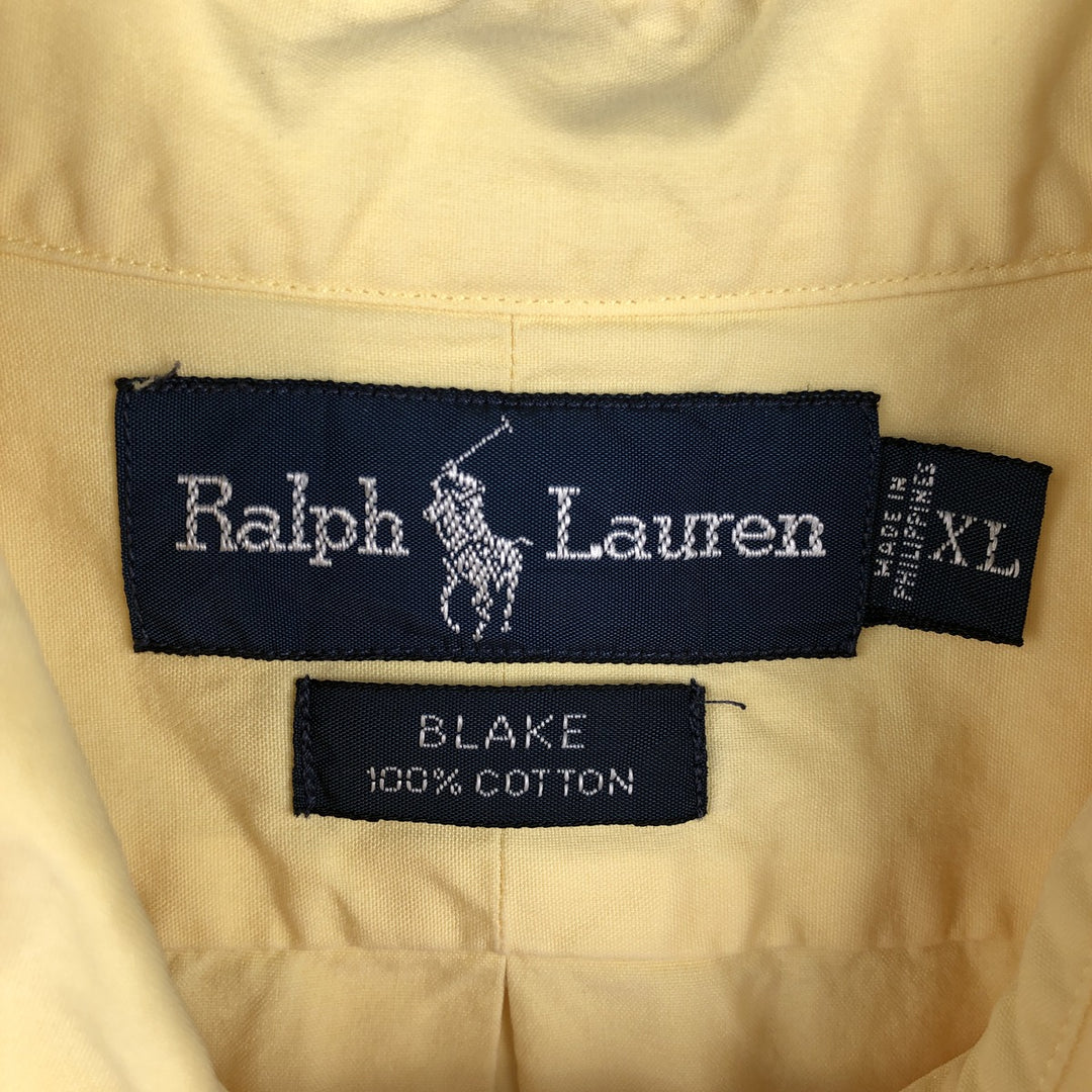 Ralph Lauren BLAKE short sleeve button down shirt, men's XL size cotton yellow type Vintage Second Hand