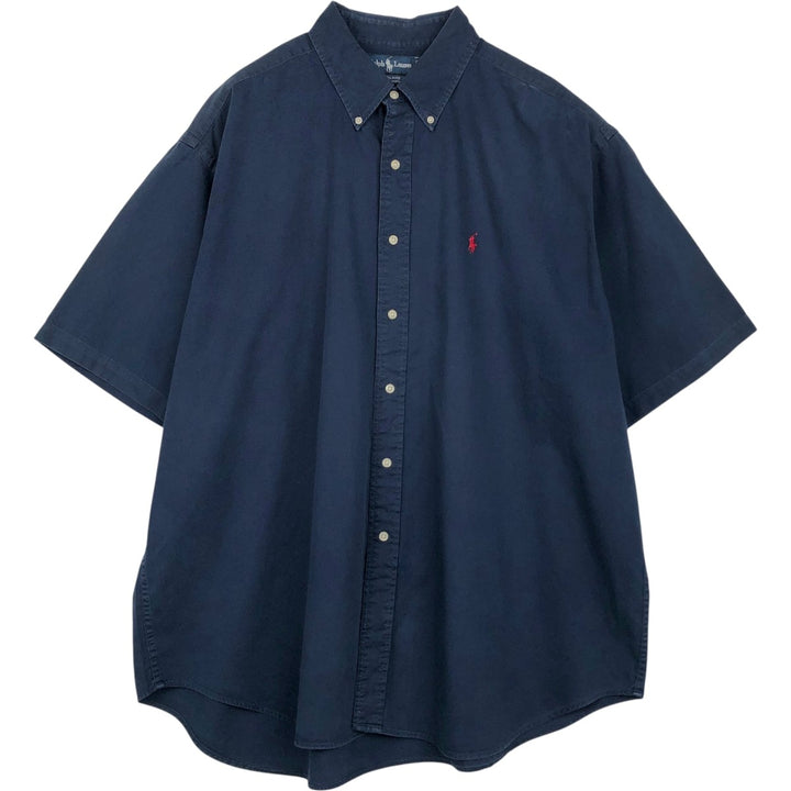 Ralph Lauren BLAIRE Short-Sleeve Button-Down Shirt, Men's XXL (approx.) cotton navy blue type Vintage Second Hand