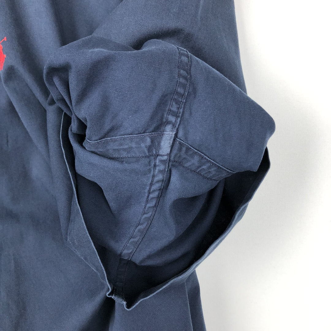 Ralph Lauren BLAIRE Short-Sleeve Button-Down Shirt, Men's XXL (approx.) cotton navy blue type Vintage Second Hand