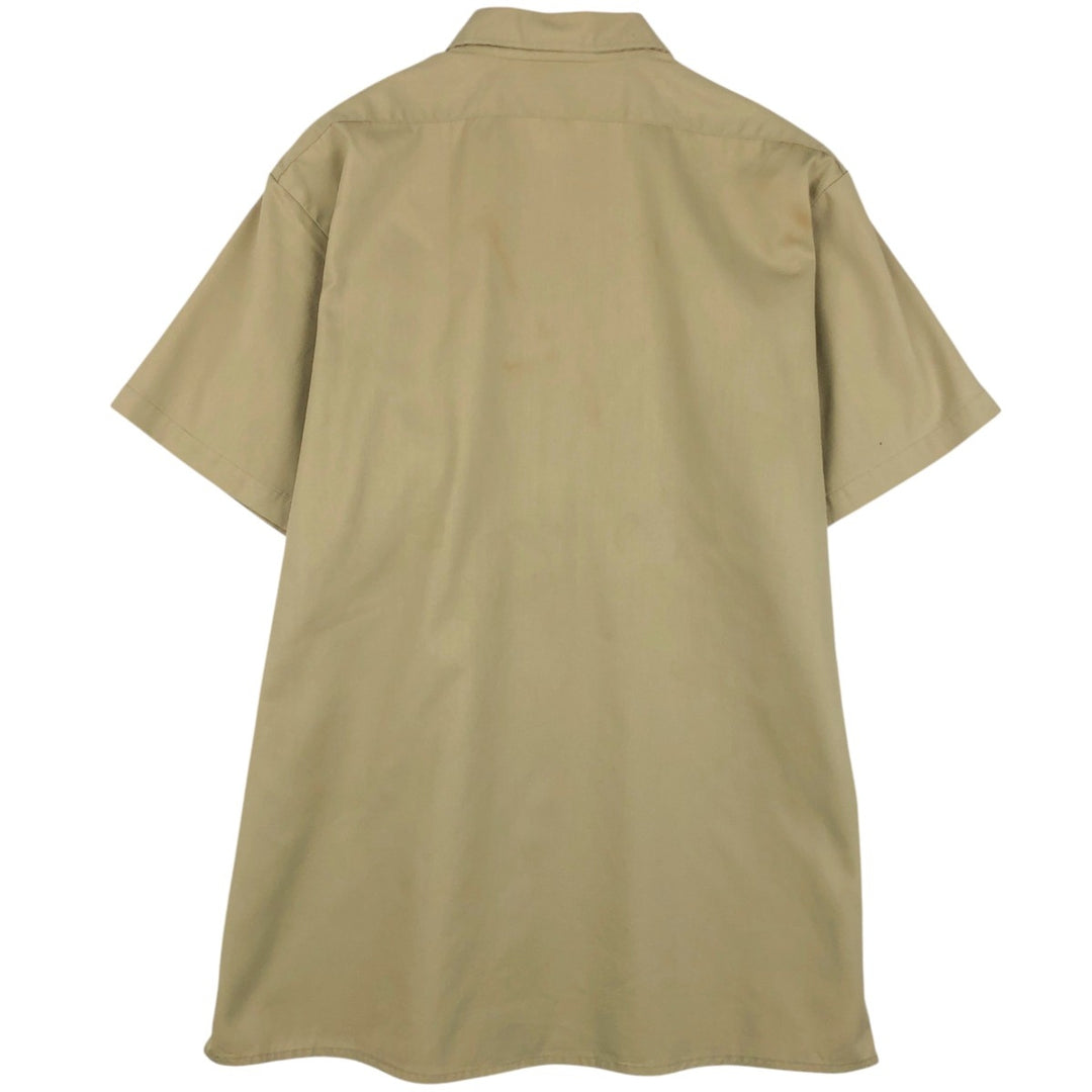 Dickies short-sleeved work shirt, boxy fit, made in USA, men's size XL. polyester Beige type Vintage Second Hand
