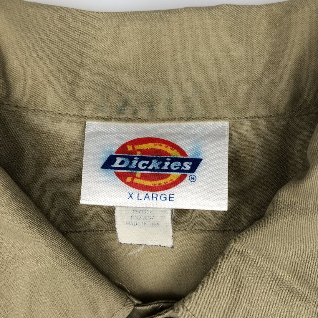 Dickies short-sleeved work shirt, boxy fit, made in USA, men's size XL. polyester Beige type Vintage Second Hand