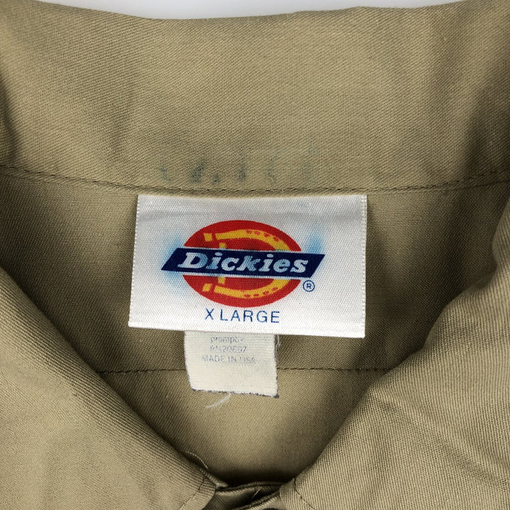 Dickies short-sleeved work shirt, boxy fit, made in USA, men's size XL. polyester Beige type Vintage Second Hand