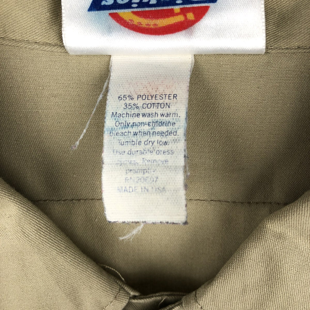 Dickies short-sleeved work shirt, boxy fit, made in USA, men's size XL. polyester Beige type Vintage Second Hand