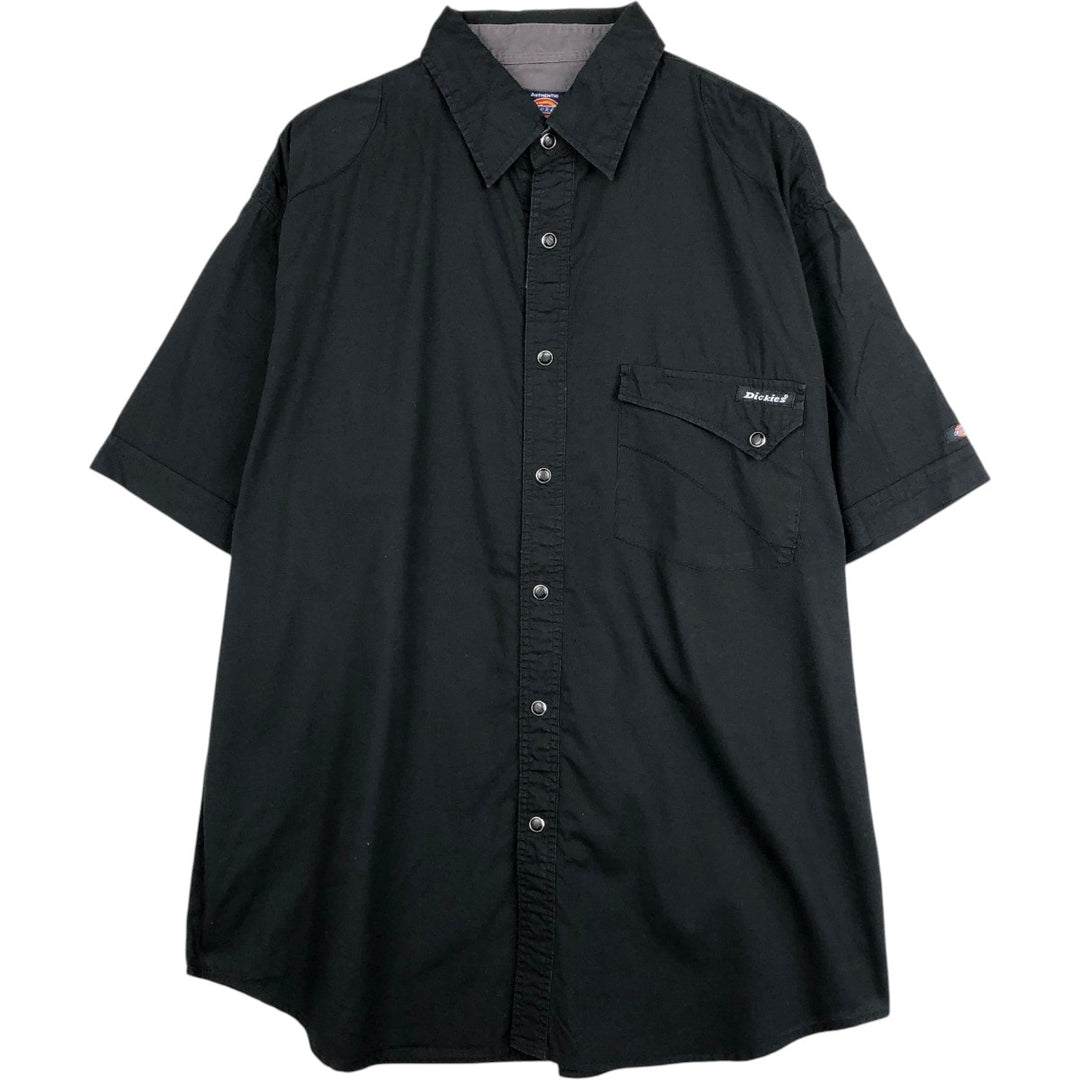 Dickies short sleeve work shirt, men's size L cotton black type Vintage Second Hand