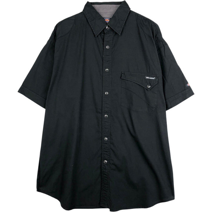 Dickies short sleeve work shirt, men's size L cotton black type Vintage Second Hand