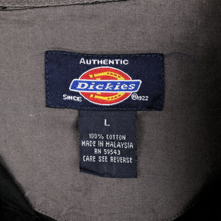 Dickies short sleeve work shirt, men's size L cotton black type Vintage Second Hand