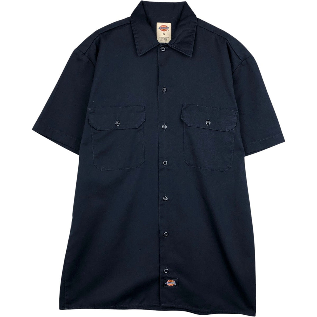 Dickies short-sleeved work shirt, boxy fit, men's size S. polyester navy blue type Vintage Second Hand