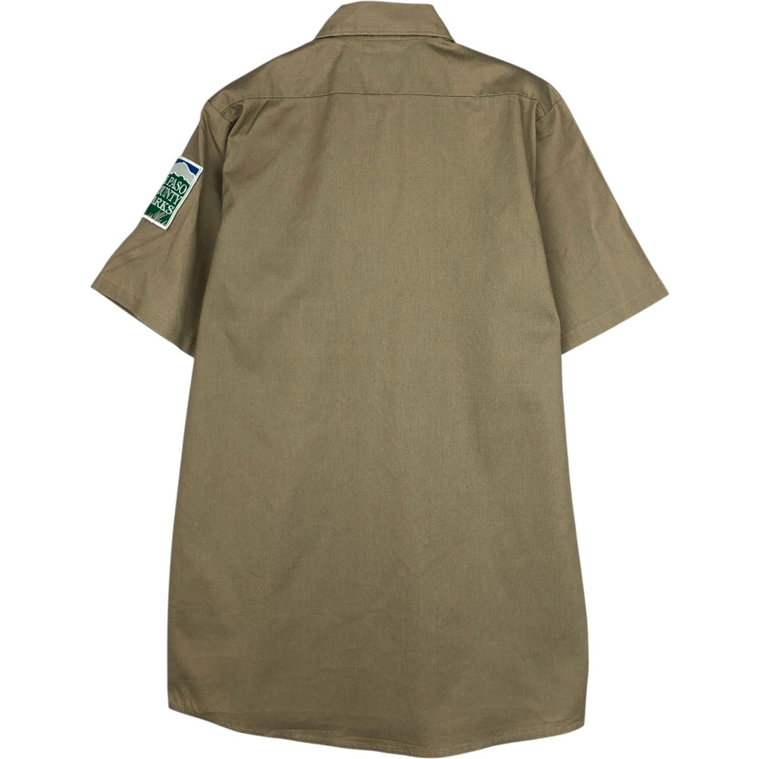 80'S Big Ben short-sleeved work shirt, made in USA, men's size S equivalent, vintage. polyester Khaki type beige Vintage Second Hand