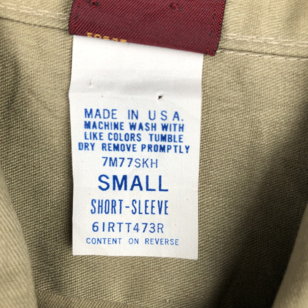 80'S Big Ben short-sleeved work shirt, made in USA, men's size S equivalent, vintage. polyester Khaki type beige Vintage Second Hand