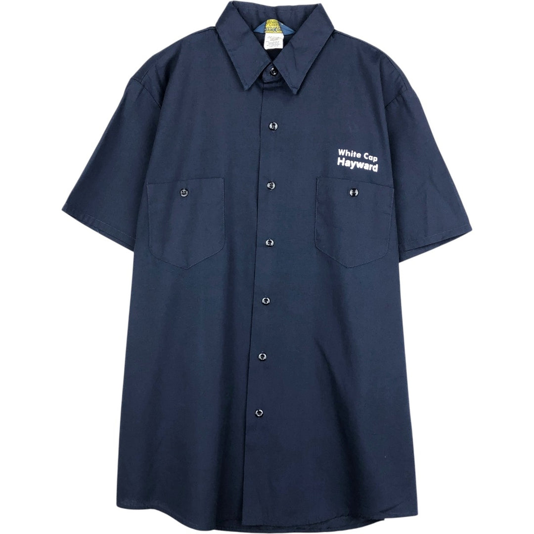 80s-90'S Osh Kosh short-sleeved work shirt, men's size L equivalent, vintage. cotton navy blue type Vintage Second Hand