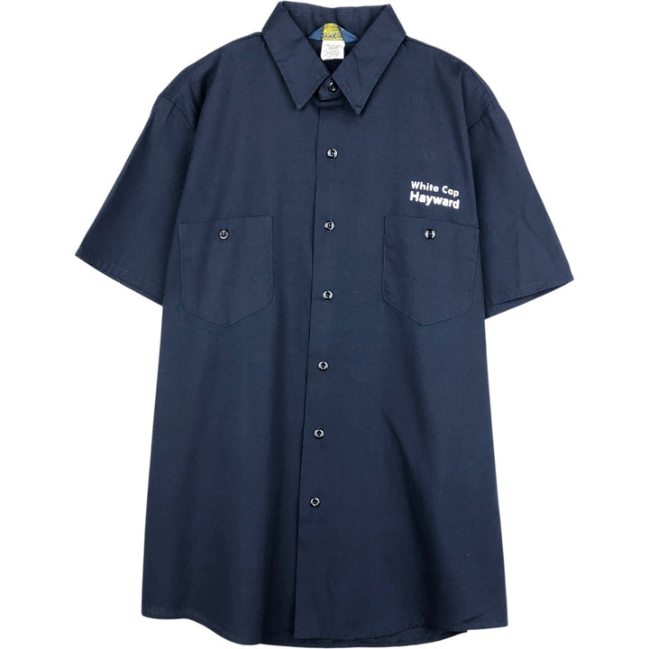 80s-90'S Osh Kosh short-sleeved work shirt, men's size L equivalent, vintage. cotton navy blue type Vintage Second Hand