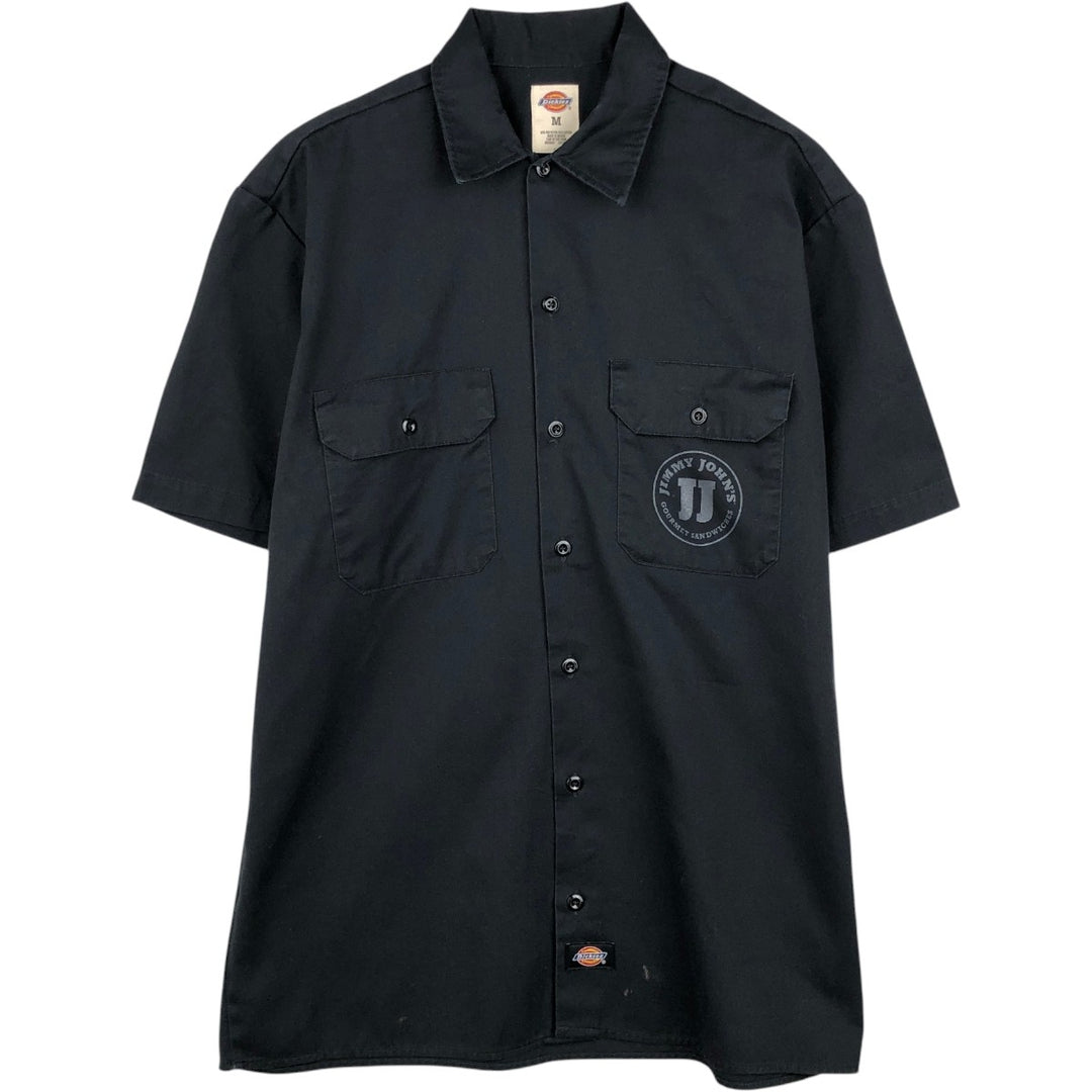 Dickies back logo short-sleeved work shirt, boxy fit, men's size M. polyester black type Vintage Second Hand