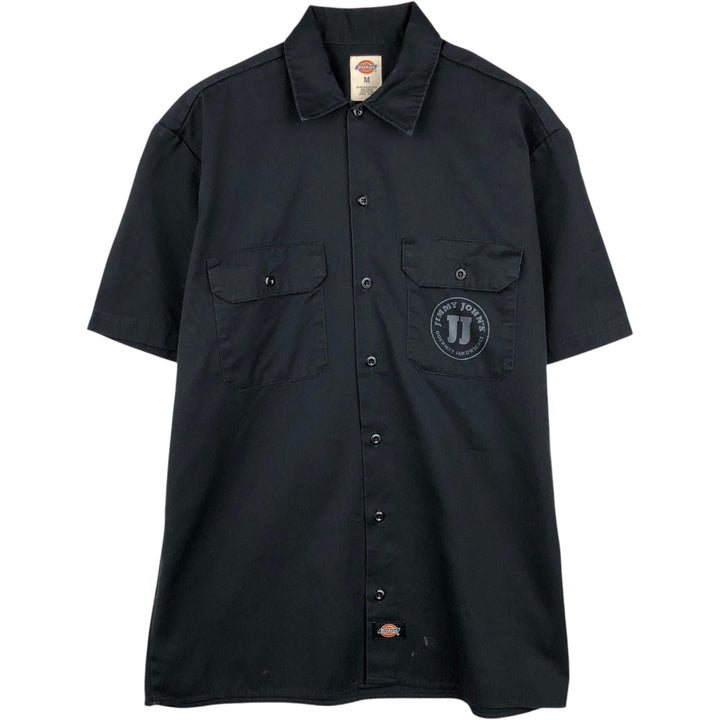 Dickies back logo short-sleeved work shirt, boxy fit, men's size M. polyester black type Vintage Second Hand