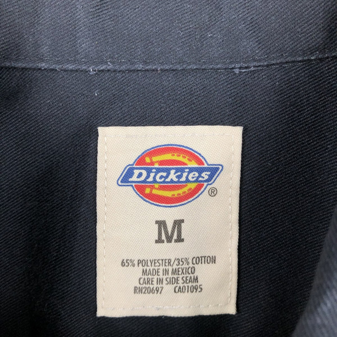 Dickies back logo short-sleeved work shirt, boxy fit, men's size M. polyester black type Vintage Second Hand