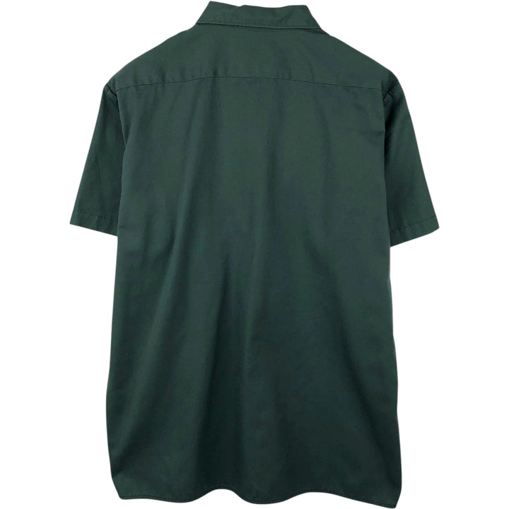 90'S Dickies Short-Sleeve Work Shirt, Boxy Shirt, Made in USA, Men's XL Equivalent, Vintage polyester Green type dark green Vintage Second Hand