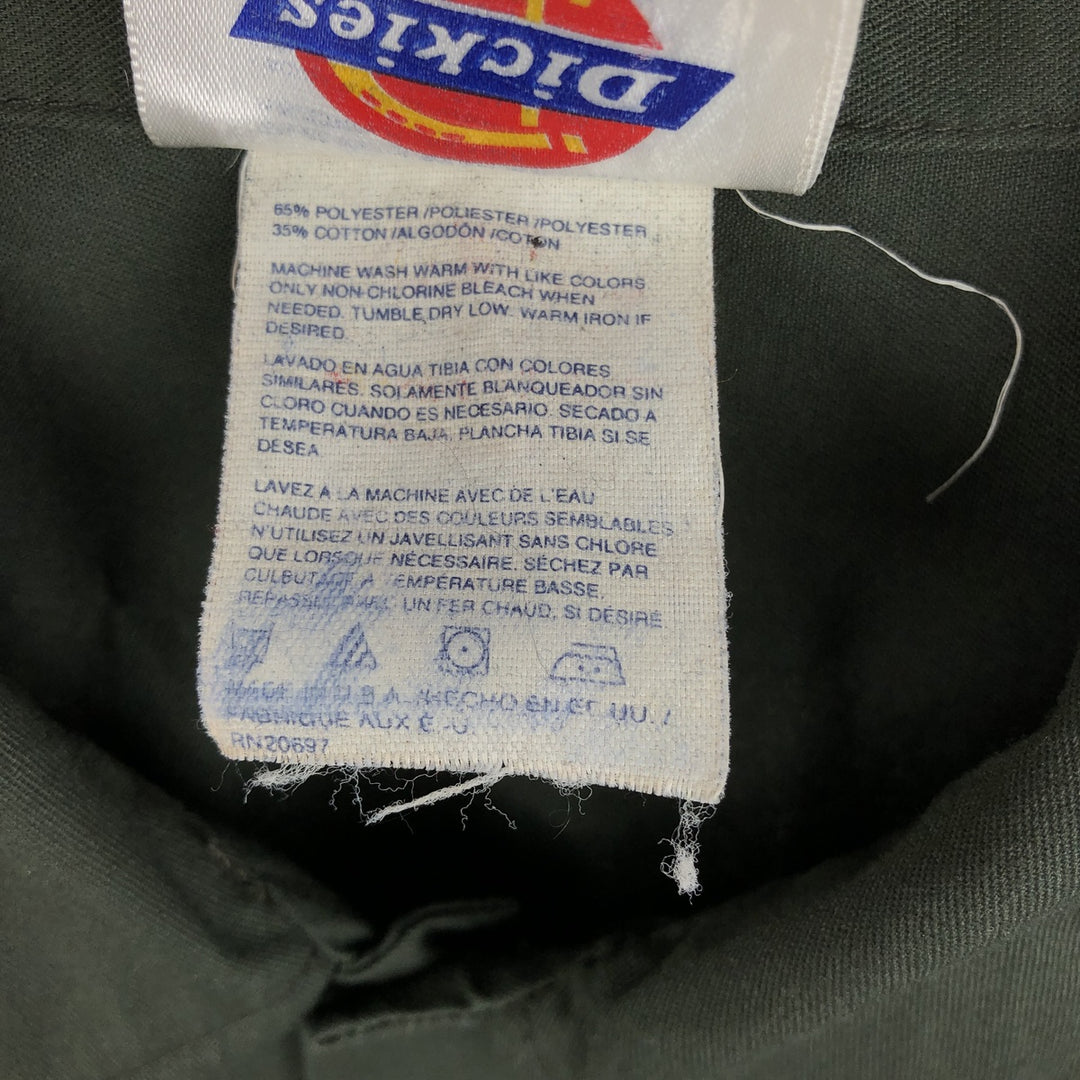 Dickies short-sleeved work shirt, boxy fit, made in USA, men's size XL. polyester Khaki type Vintage Second Hand