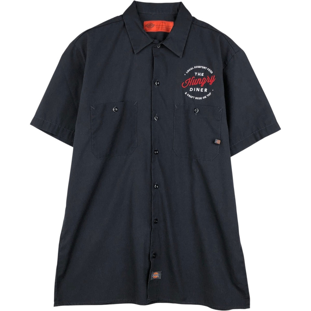 Dickies Short Sleeve Work Shirt Box Shirt Men's M Size polyester black type Vintage Second Hand