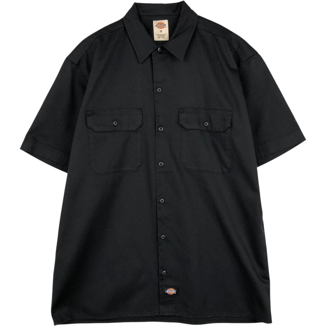 Dickies Short Sleeve Work Shirt Box Shirt Men's M Size polyester black type Vintage Second Hand