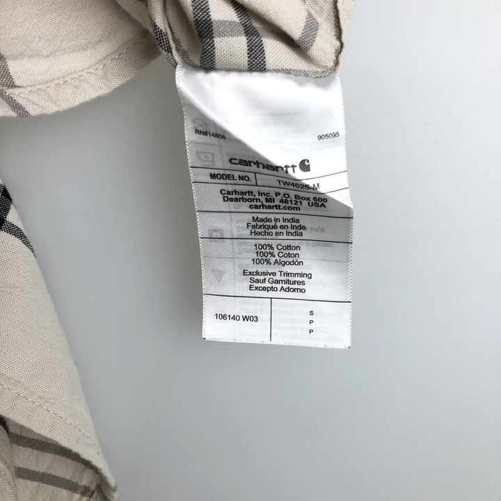 Carhartt Loose Fit Check Pattern Short-Sleeve Work Shirt (Men's Size S) cotton Beige type Vintage Second Hand