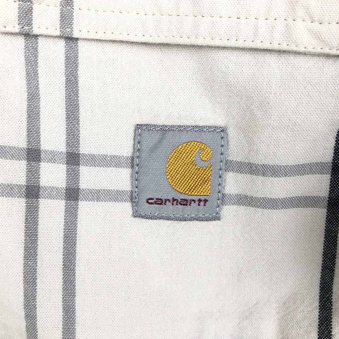 Carhartt Loose Fit Check Pattern Short-Sleeve Work Shirt (Men's Size S) cotton Beige type Vintage Second Hand