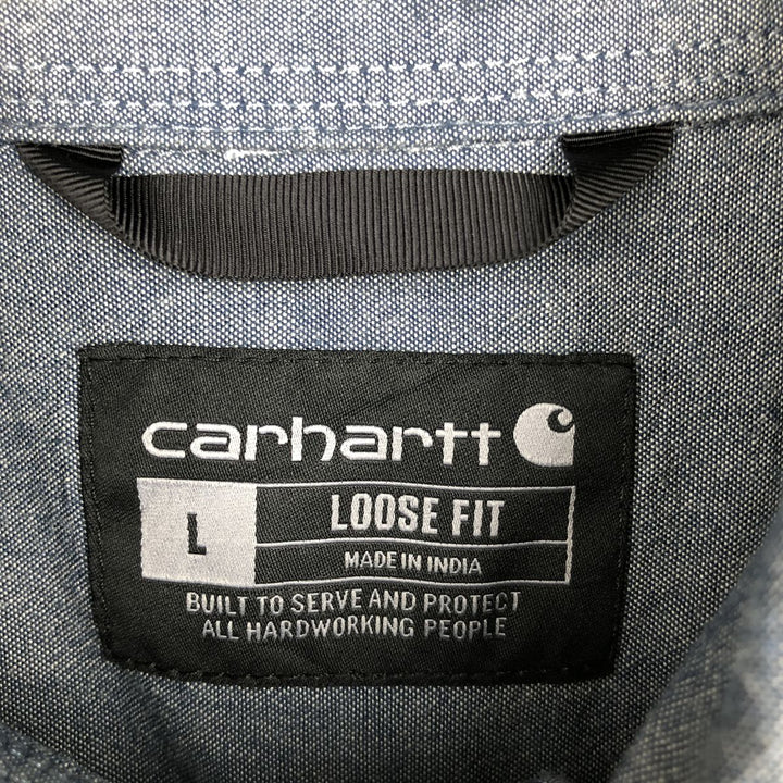 Carhartt Loose Fit Short-Sleeve Chambray Shirt, Men's Size L (approx.) cotton navy blue type Vintage Second Hand
