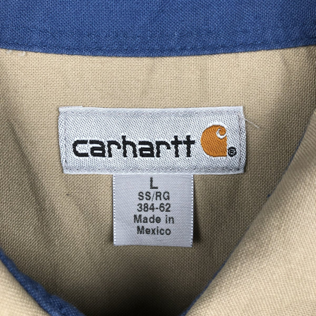 Carhartt short sleeve work shirt, size L for men cotton Beige type Vintage Second Hand