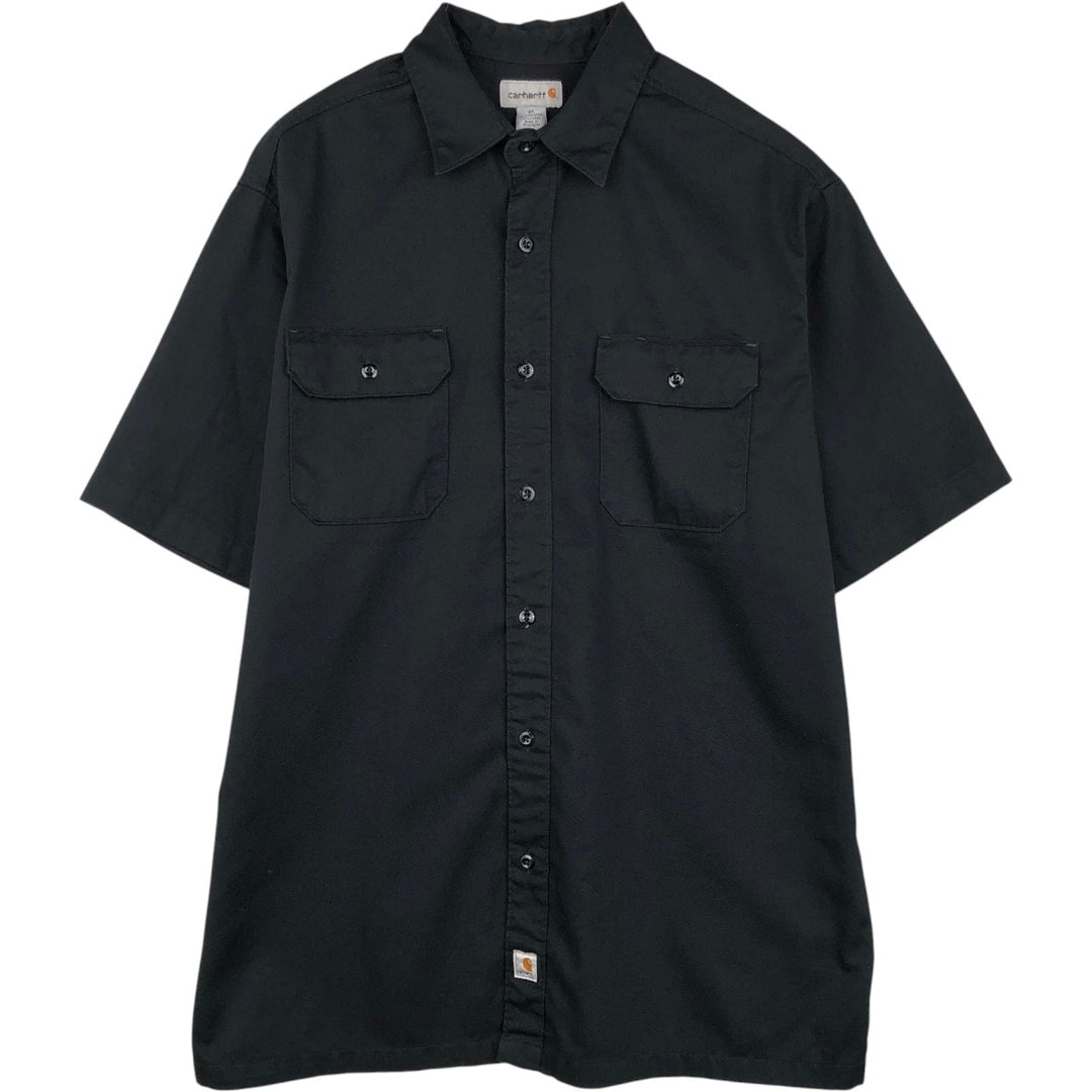 Carhartt Short Sleeve Work Shirt, Boxy Shirt, Men's XL polyester black type Vintage Second Hand