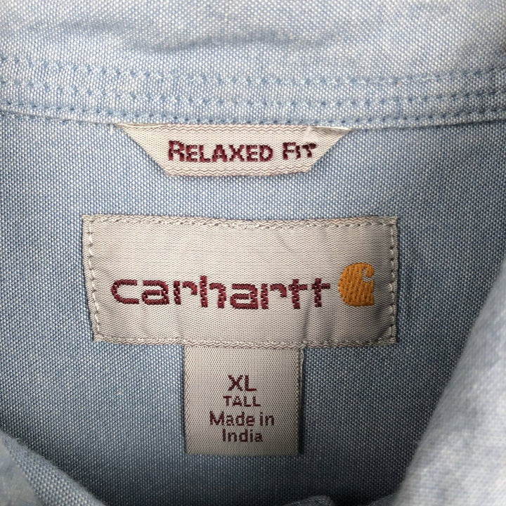 Carhartt Relaxed Fit Short-Sleeve Chambray Shirt, Men's Size XL (approx.) cotton Blue type light blue Vintage Second Hand